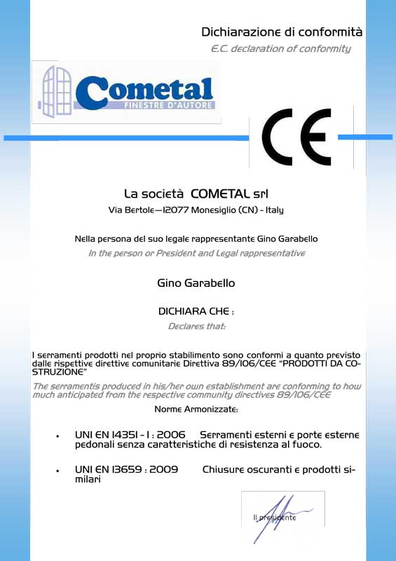 Certifications _Cometal